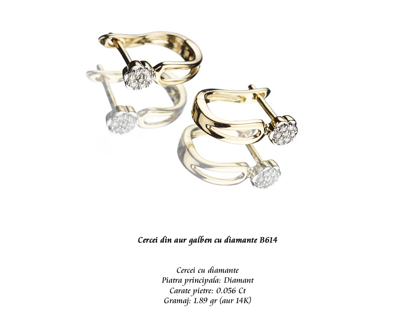 Imperative affix Creature Cercei din aur galben cu diamante B614 | Atlantis Gold